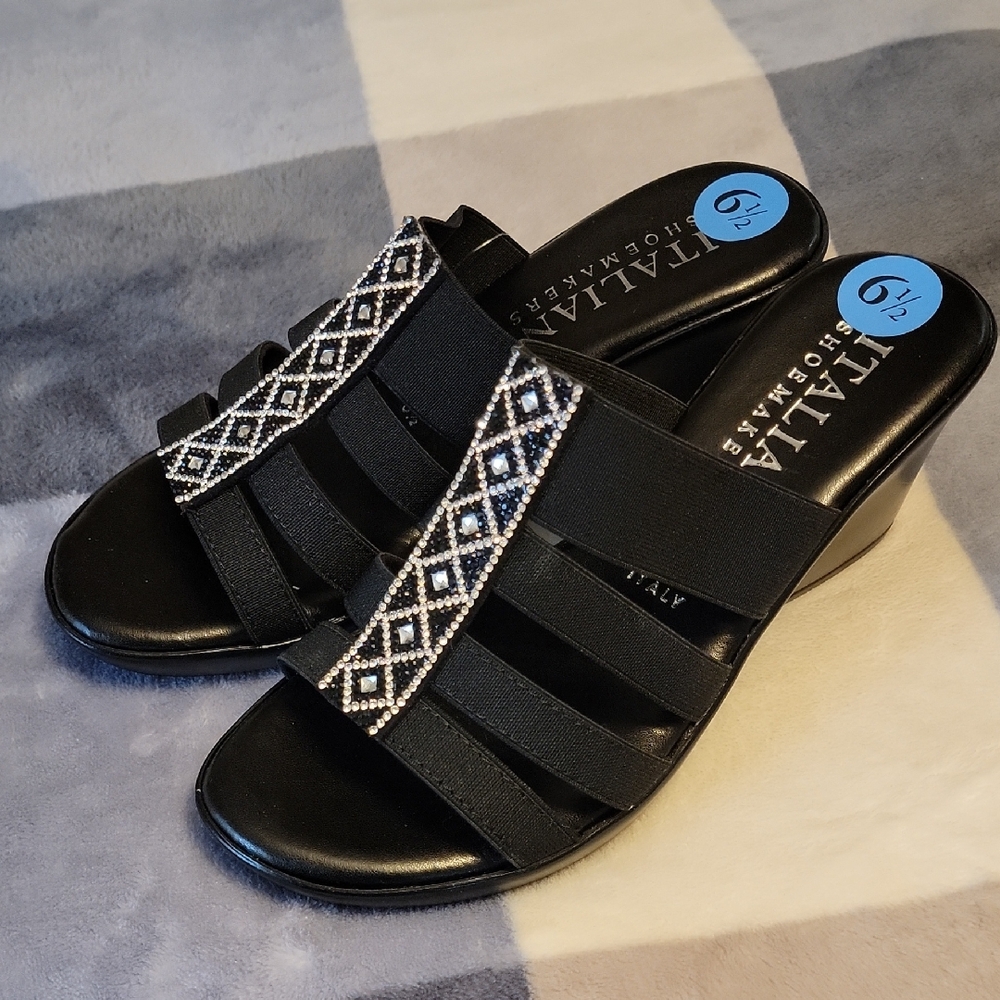 TALLIA Black Beaded Women's Sandals